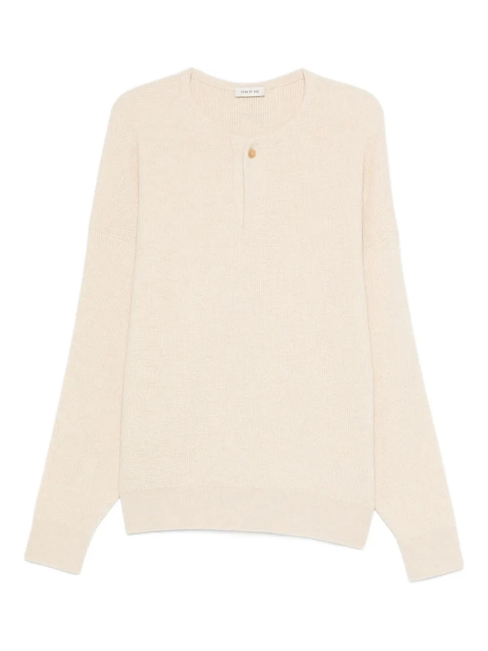 Fear Of God Button-front Waffle-knit Sweater In Neutral