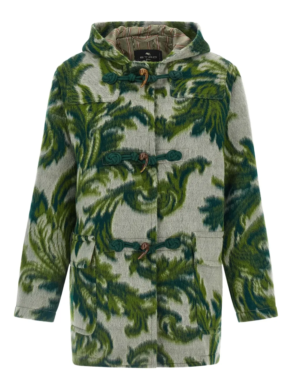 Etro Carded Wool Jacket Puffer Jackets Green In Multi