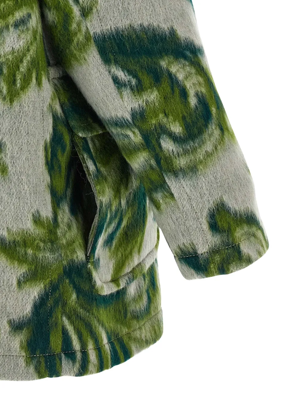 Etro Carded Wool Jacket Puffer Jackets Green In Multi
