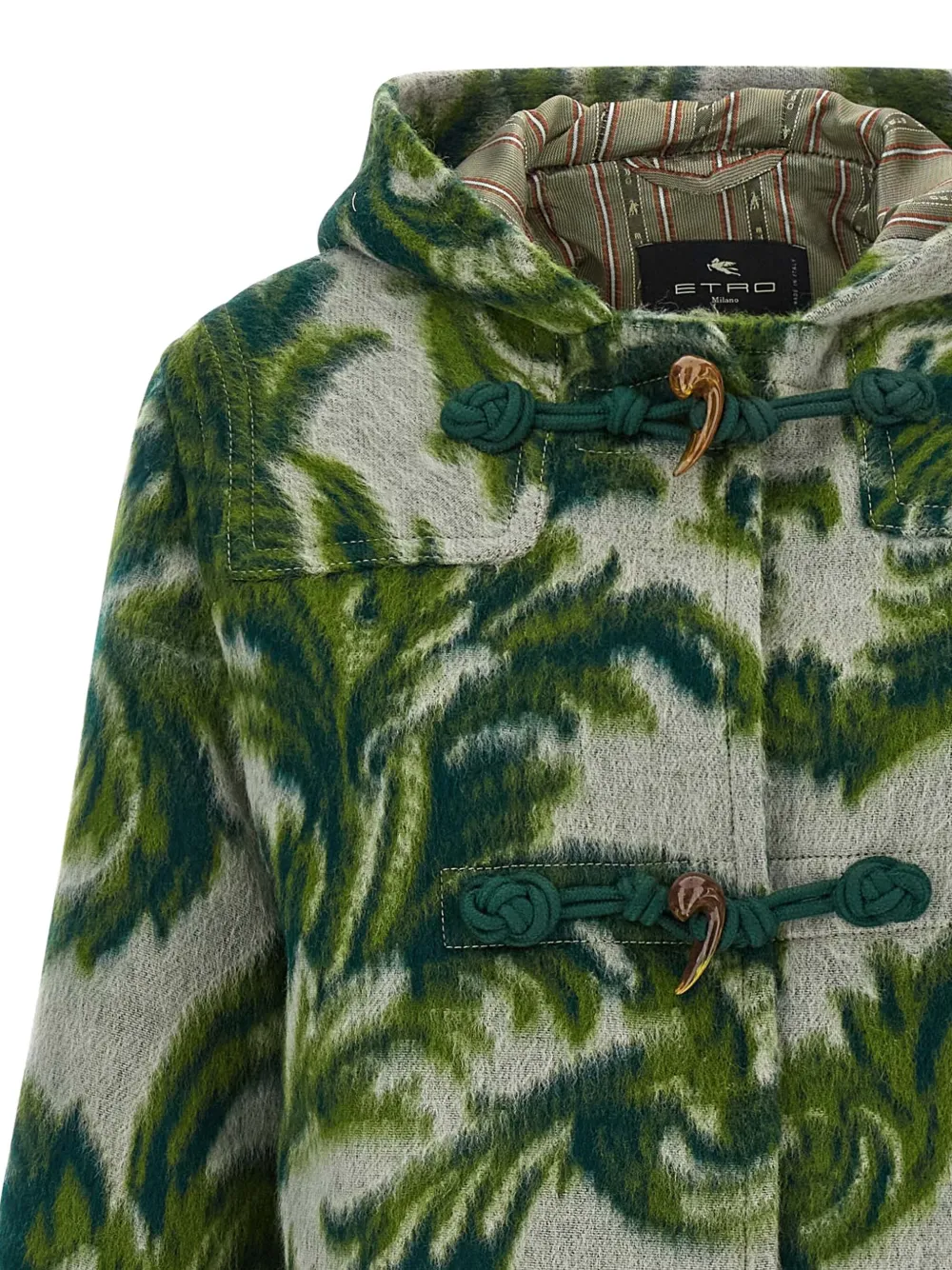 Etro Carded Wool Jacket Puffer Jackets Green In Multi