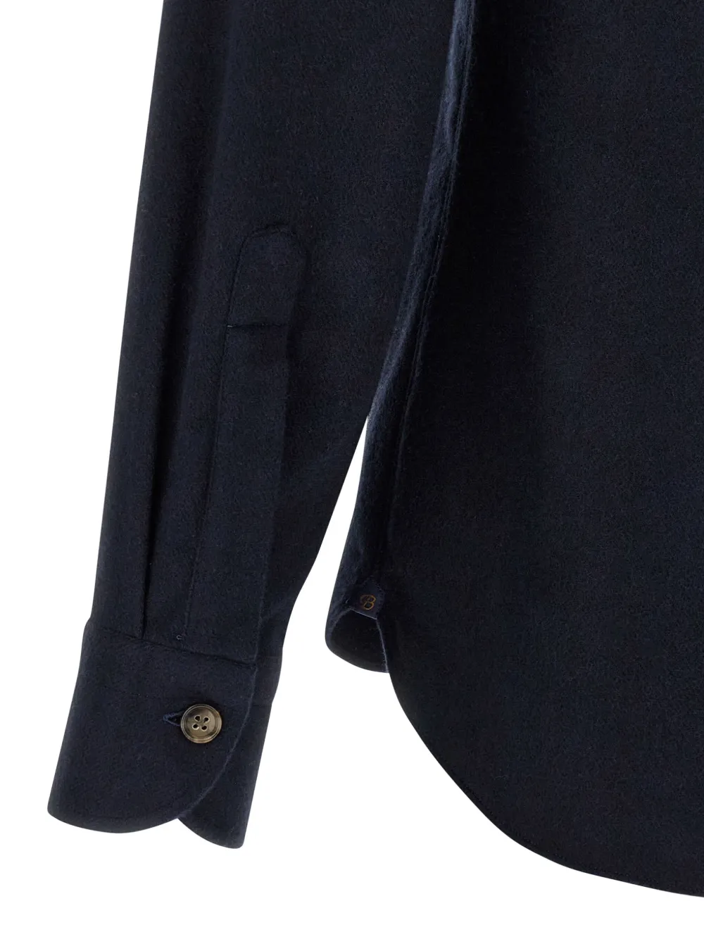 Borriello Napoli Structured Cotton Flannel Shirt With Buttoned Pockets In Black