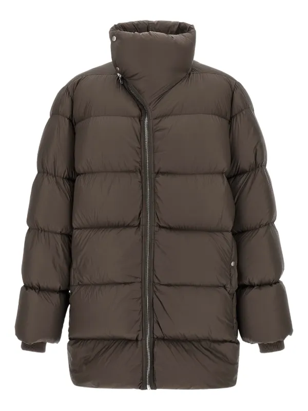 Rick Owens Turtle Zip-front Padded Coat in Brown