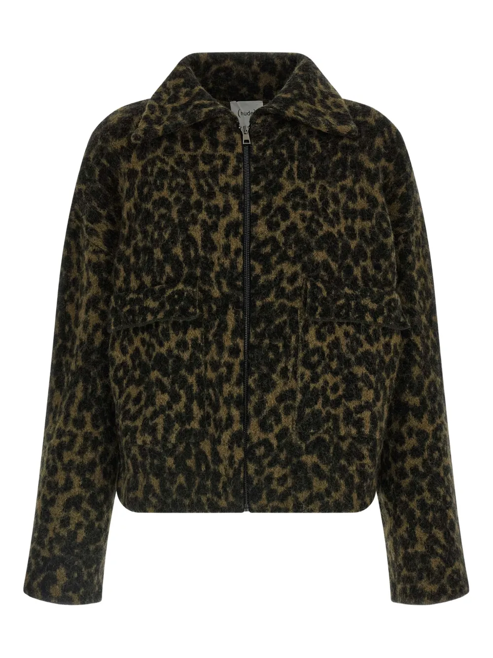 Nude animal-print shirt-collar bomber jacket | Verde | Image 1
