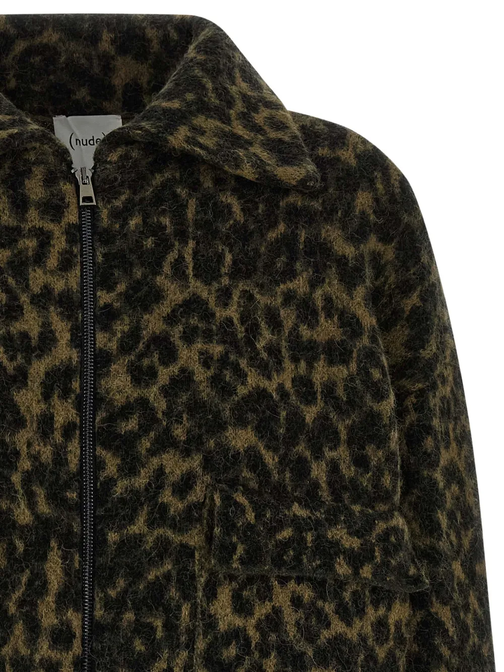 Nude Bomberjack met dierenprint en shirtkraag Groen