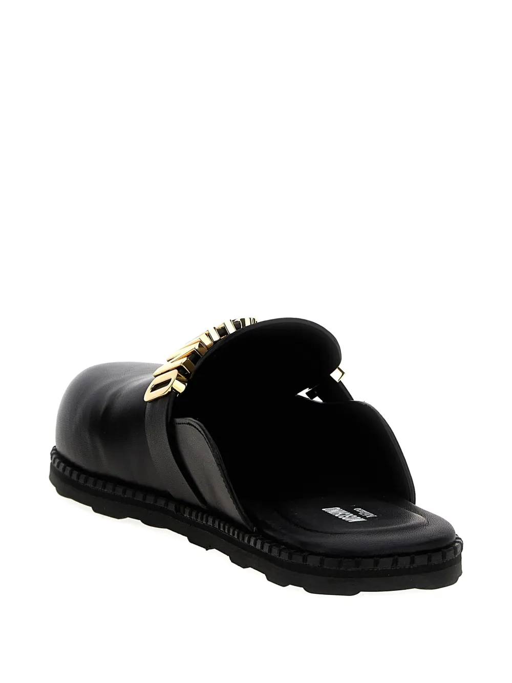 Moschino logo-plaque leather mules Black