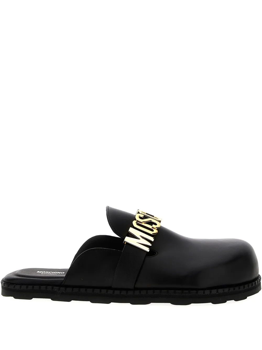 Moschino logo-plaque leather mules Black