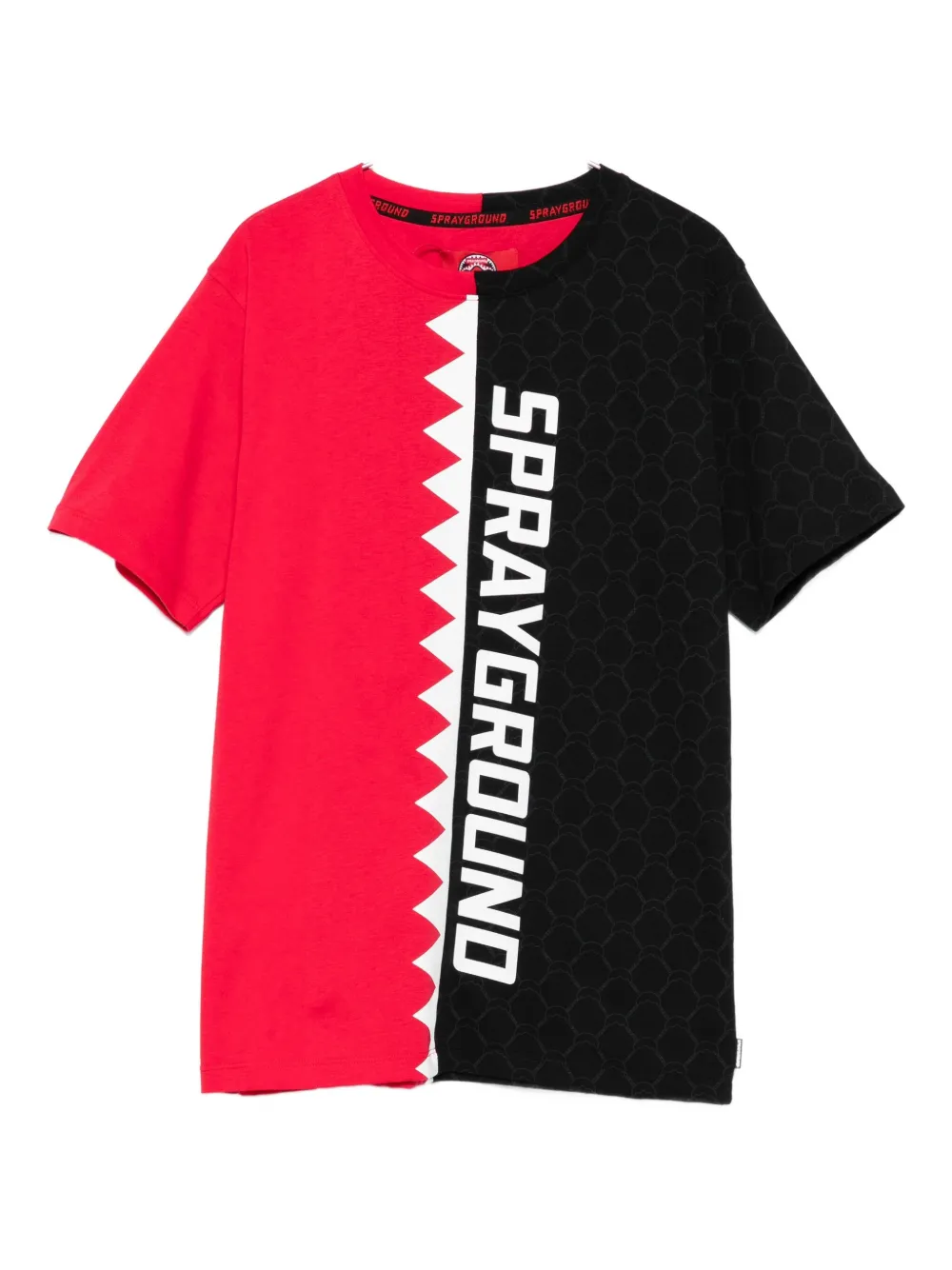 Sprayground Kid Shark-tooth Panelled T-shirt In Red
