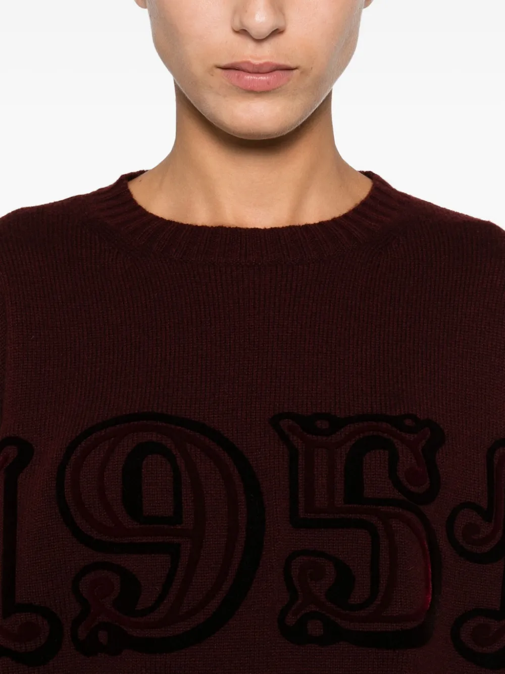 Max Mara Number-embroidered Sweater In Purple