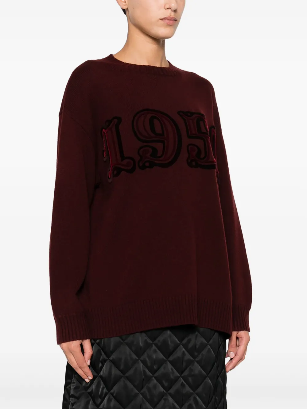 Max Mara Number-embroidered Sweater In Purple