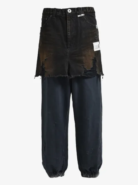 Maison MIHARA YASUHIRO frayed denim-panel jeans