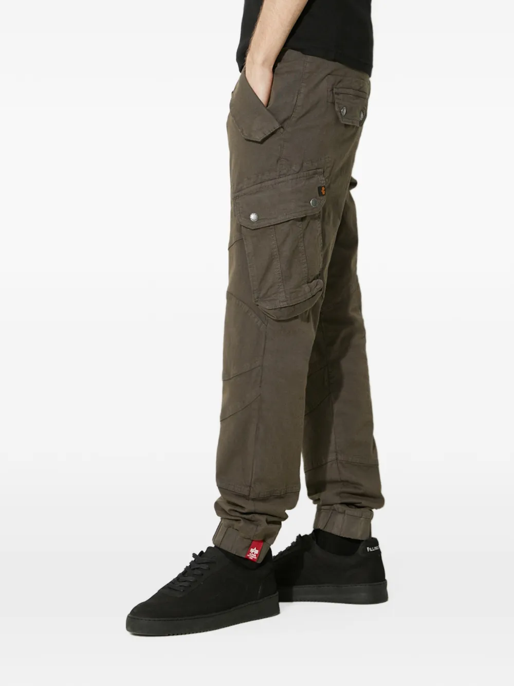 Alpha Industries Cargobroek met elastische manchetten en vlakken Grijs