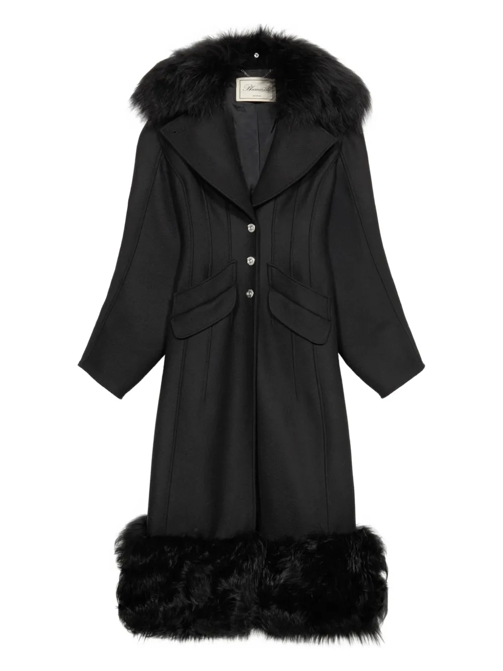 Blumarine faux-fur-trimmed coat | Black | Image 1