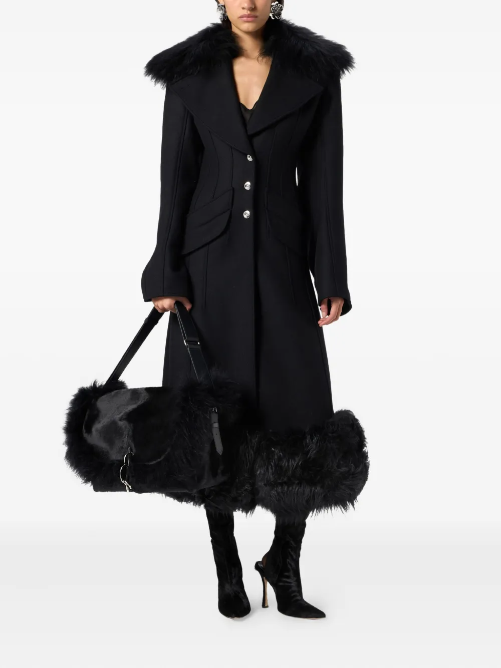 Blumarine faux-fur-trimmed coat | Single Breasted Coats | Image 2