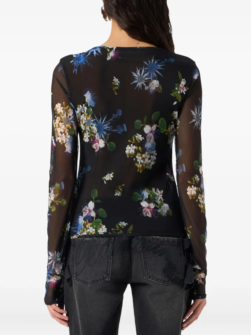 Blumarine Top met bloemenprint Zwart