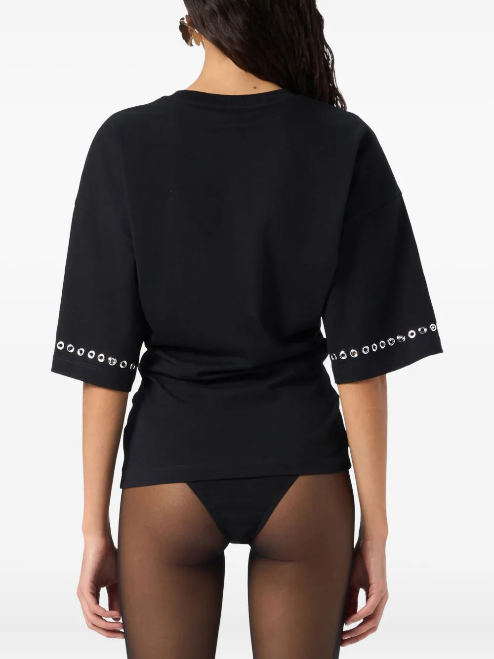 Blumarine Butterfly-embellished T-shirt In Black