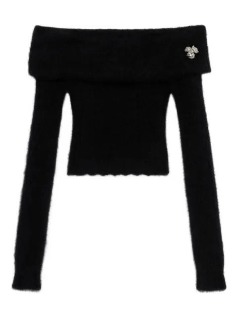 Blumarine floral-appliqué off-shoulder top