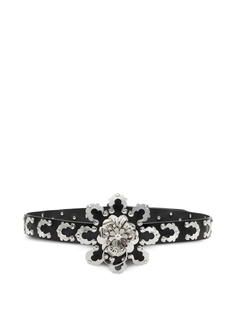 Blumarine flower-appliqué leather belt | Black | Image 1