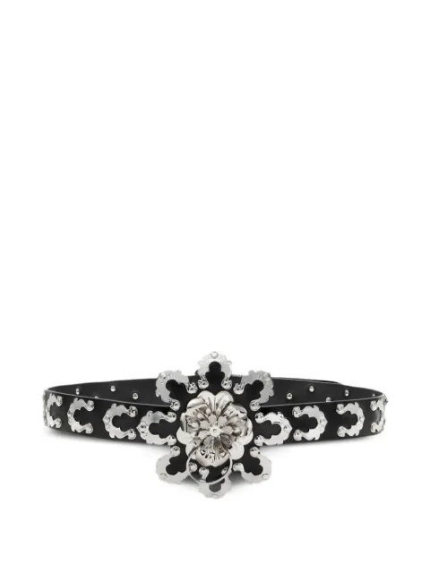 Blumarine flower-appliqué leather belt