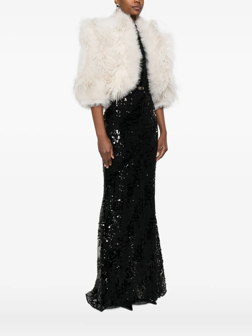 Elie Saab Feather-trimmed Jacket In White