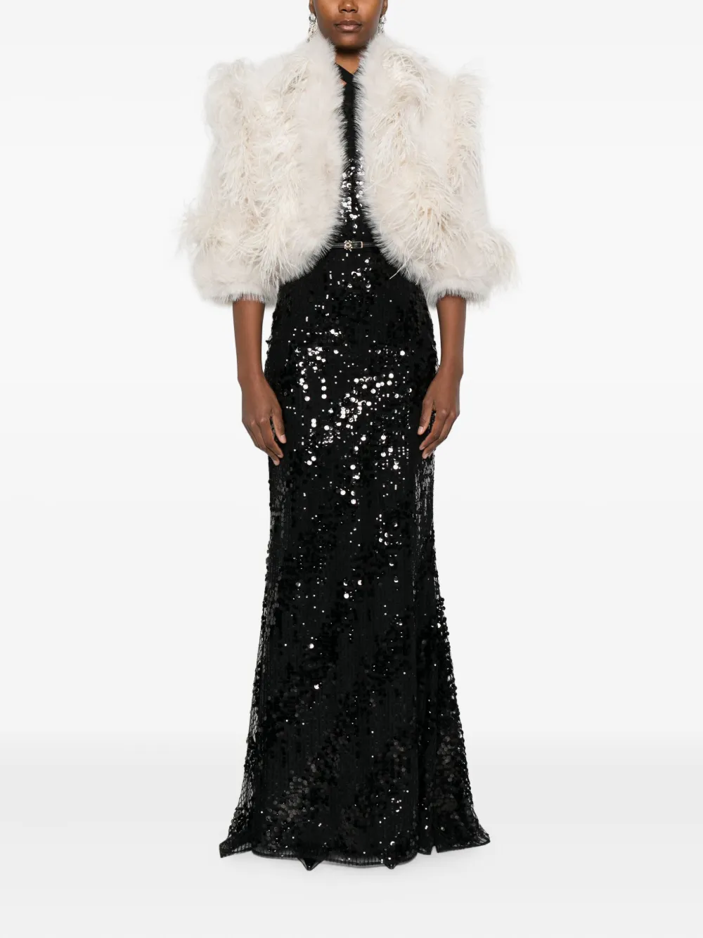 Elie Saab feather-trimmed jacket | Faux Fur & Shearling Jackets | Image 2