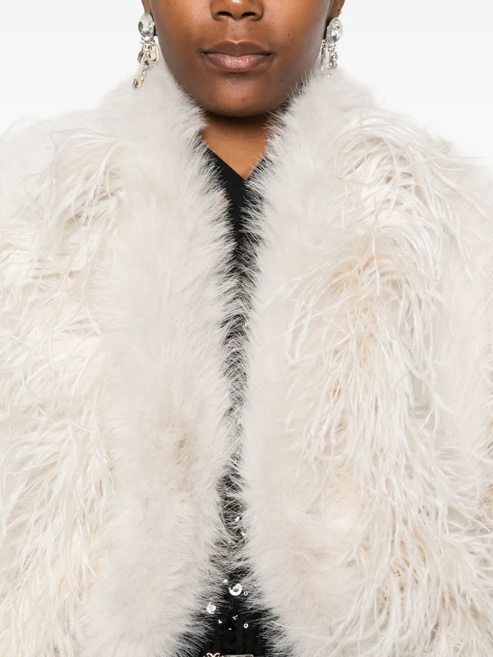 Elie Saab Feather-trimmed Jacket In White