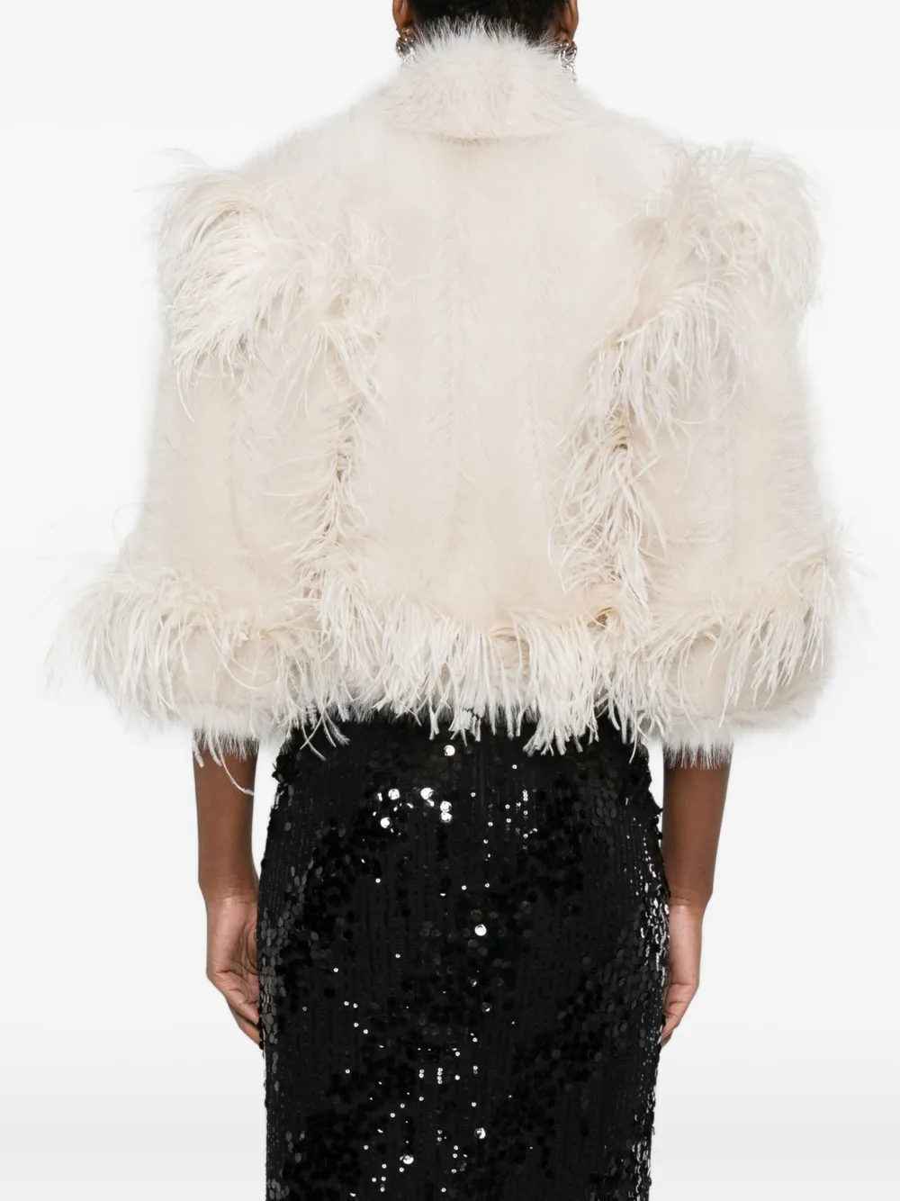 Elie Saab Feather-trimmed Jacket In White