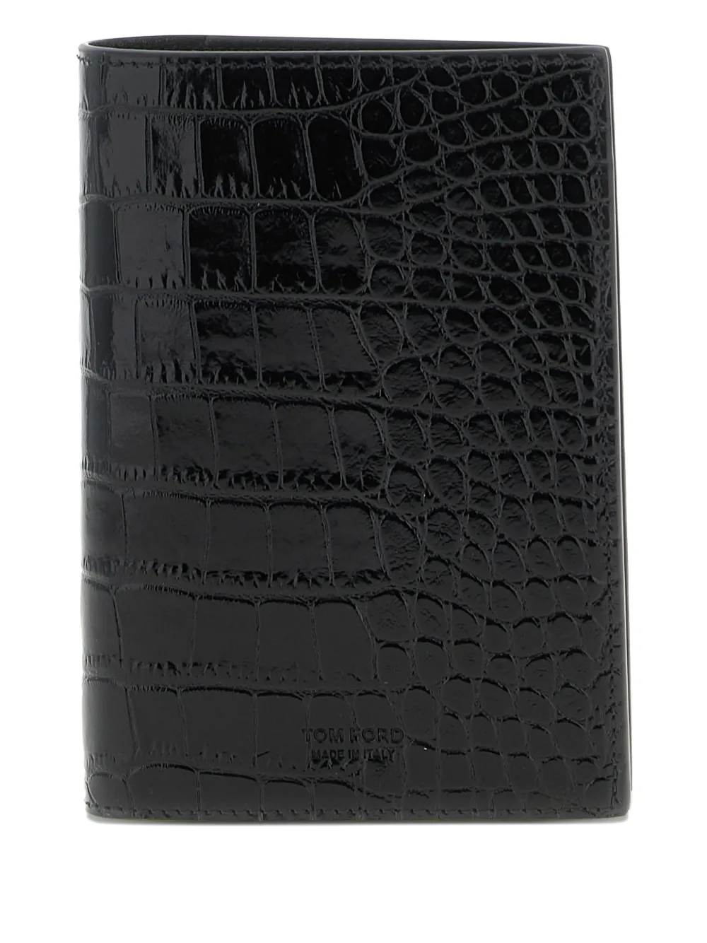 Tom Ford Crocodile-print Passport Holder In Black