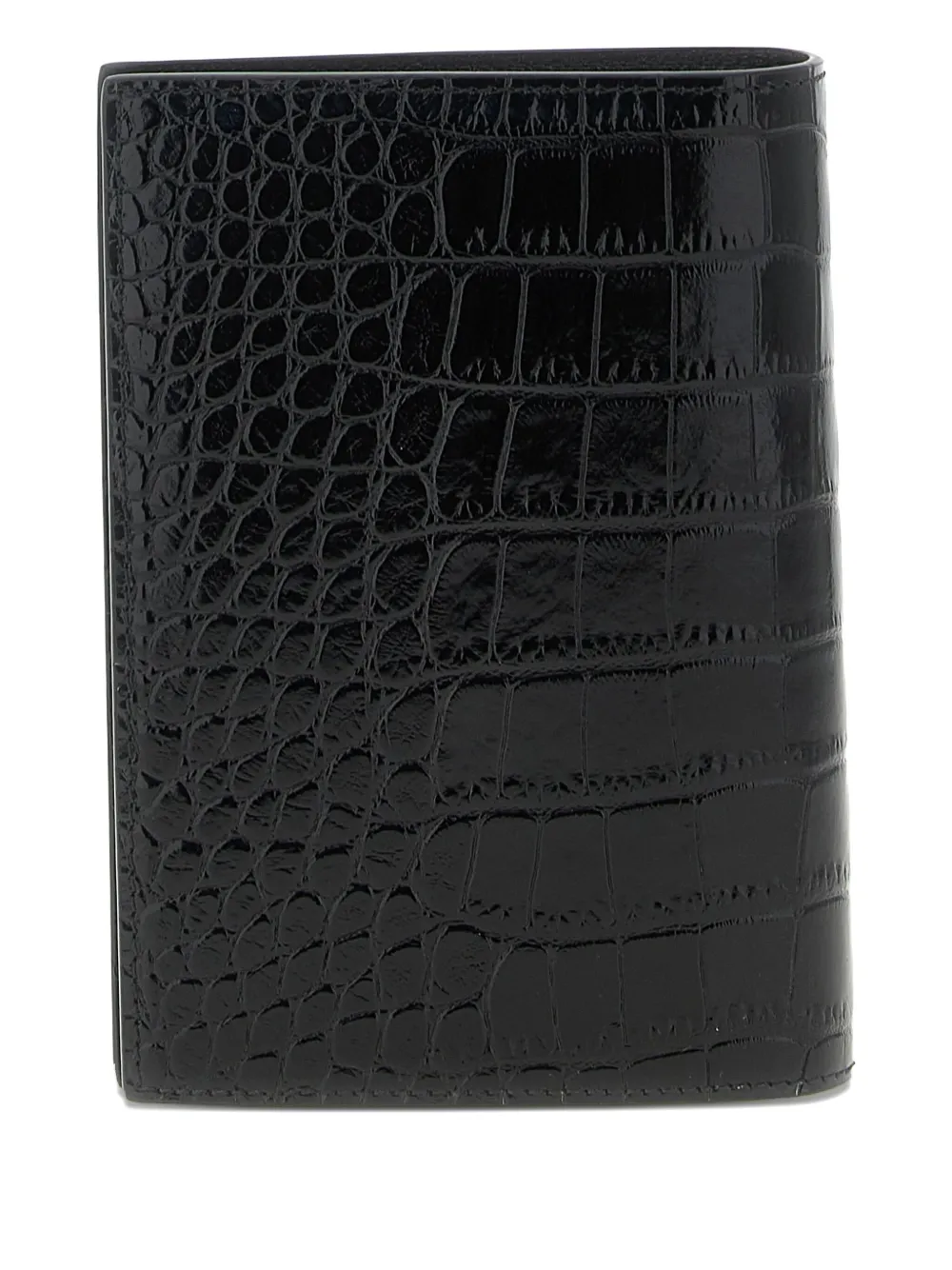 Tom Ford Crocodile-print Passport Holder In Black