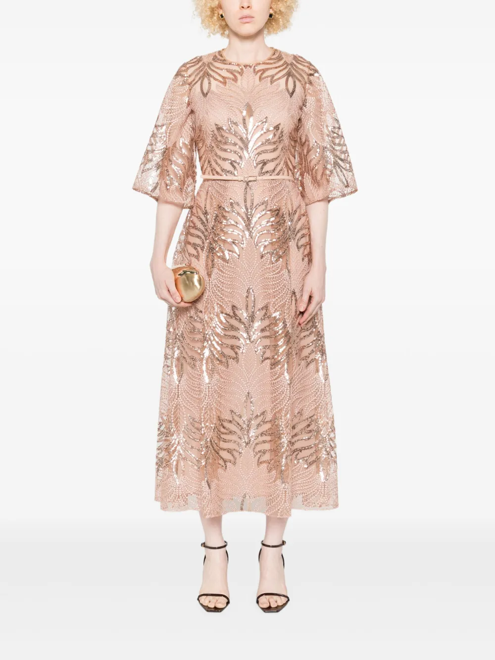 Elie Saab Midi-jurk verfraaid met pailletten Roze