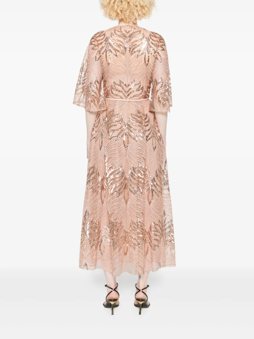 Elie Saab Midi-jurk verfraaid met pailletten Roze