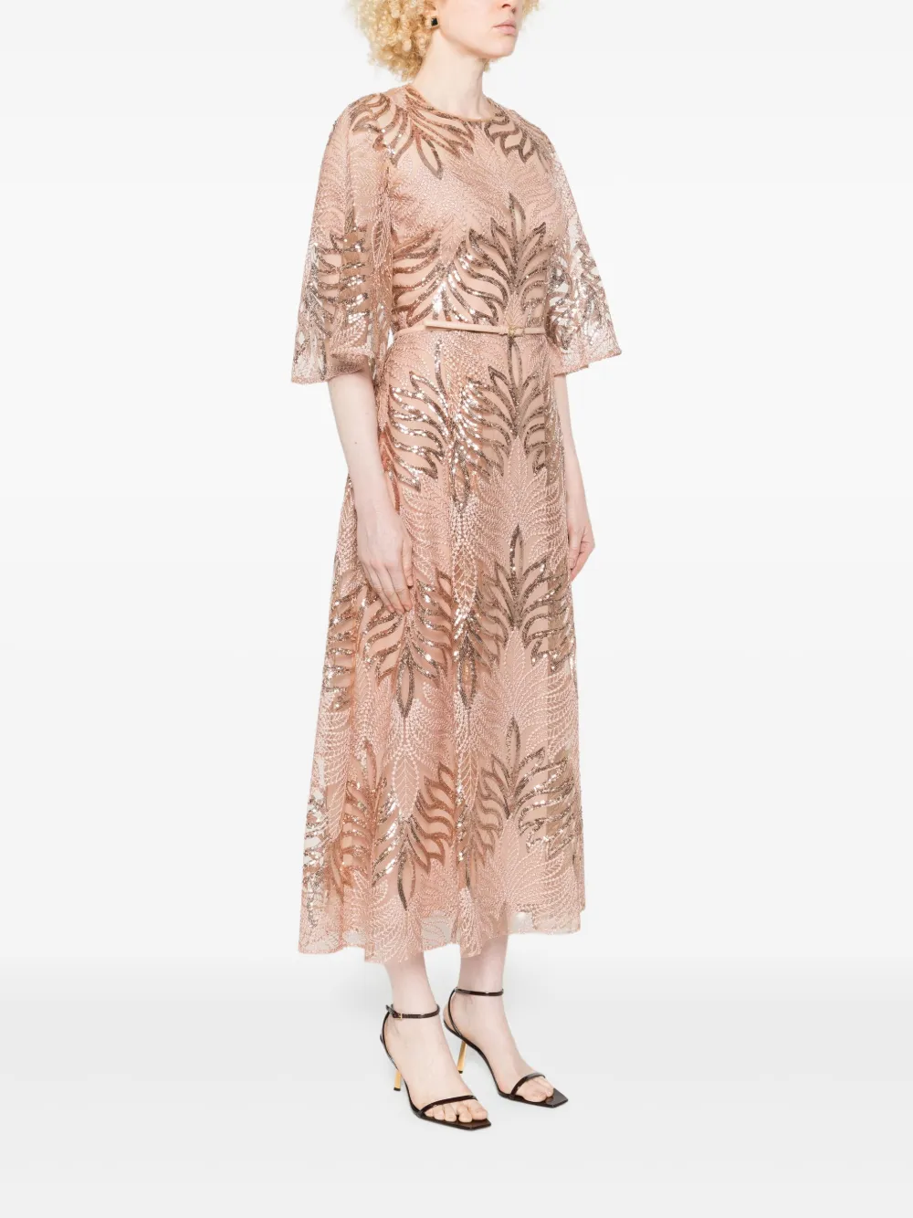 Elie Saab Midi-jurk verfraaid met pailletten Roze