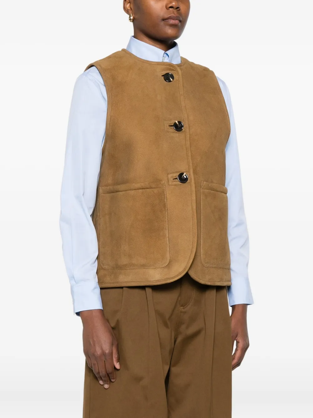 Soeur Suède gilet met knopen Bruin