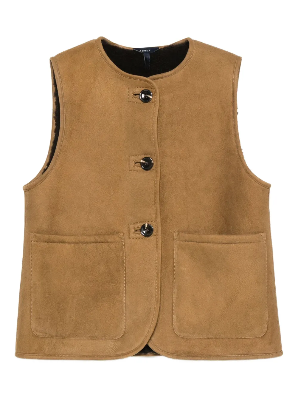 Soeur buttoned suede waistcoat | Brown | Image 1