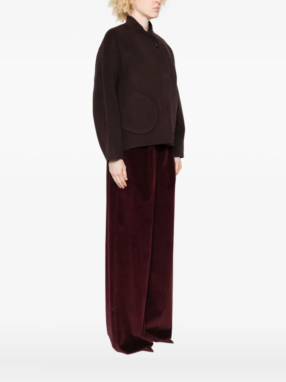 Soeur Womens Aubergine Windsor Asymmetric-collar Wool-blend Coat In Brown