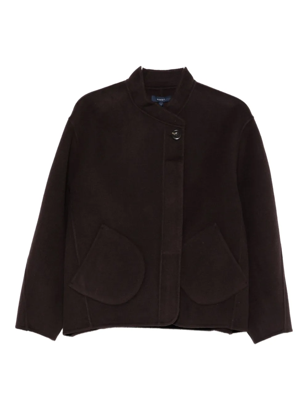 Soeur Womens Aubergine Windsor Asymmetric-collar Wool-blend Coat In Brown