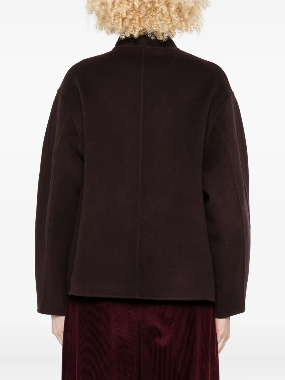 Soeur Womens Aubergine Windsor Asymmetric-collar Wool-blend Coat In Brown