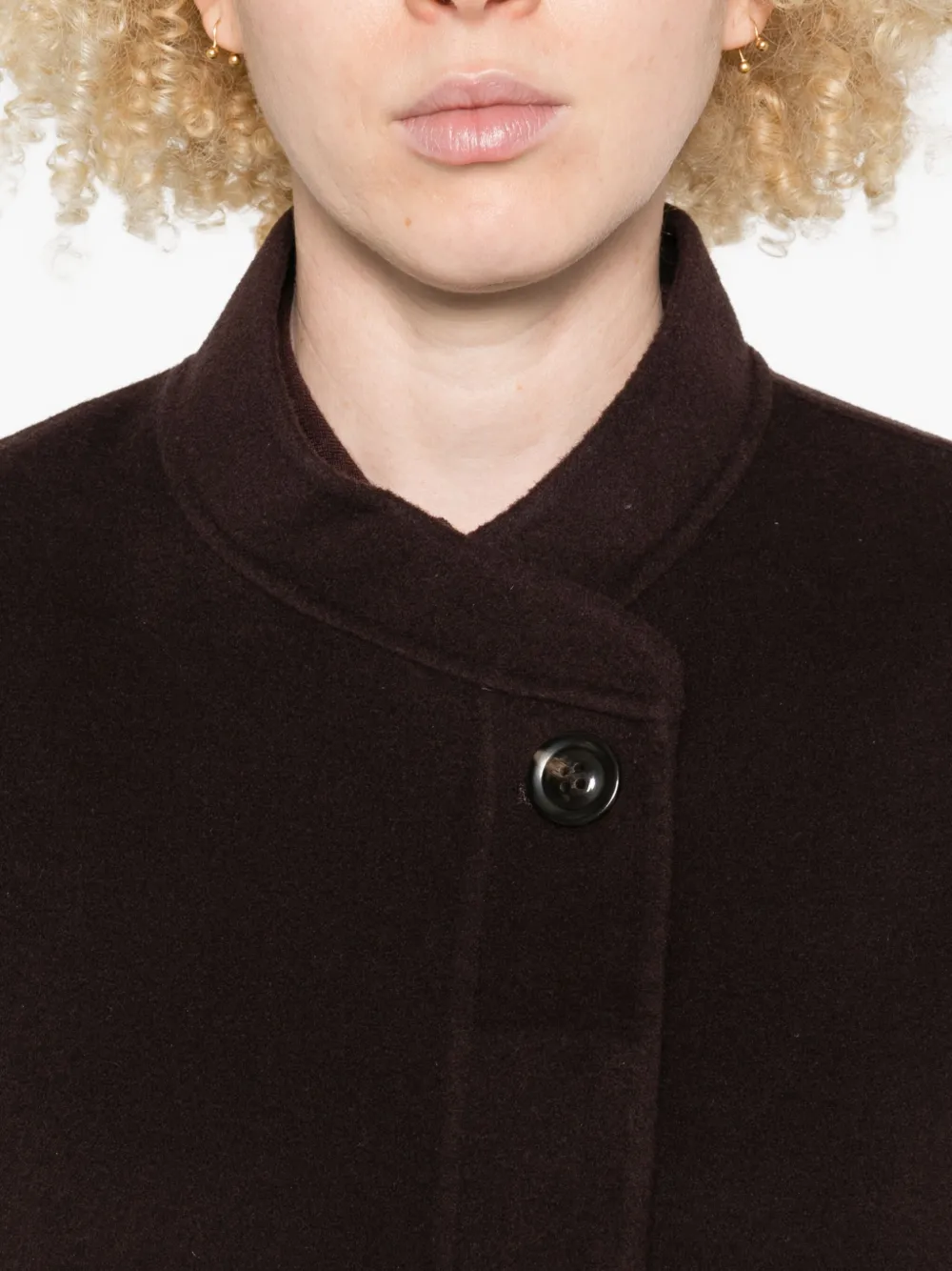 Soeur Womens Aubergine Windsor Asymmetric-collar Wool-blend Coat In Brown