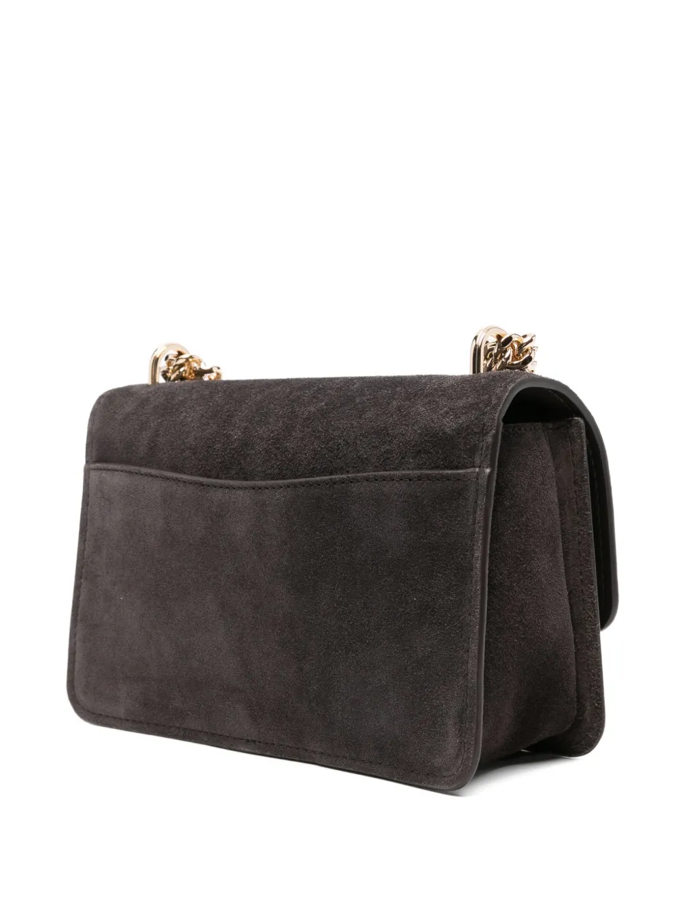 Michael Kors Brown Shoulder Bag With Chain Strap And Front Logo In Suede Woman In Brown