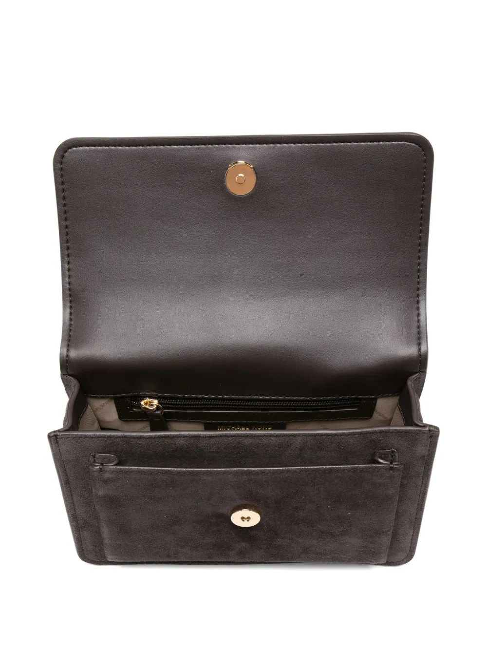 Michael Kors Brown Shoulder Bag With Chain Strap And Front Logo In Suede Woman In Brown