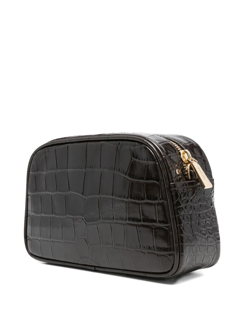 Michael Kors Jet Set Crocodile-effect Zip-top Shoulder Bag In Brown