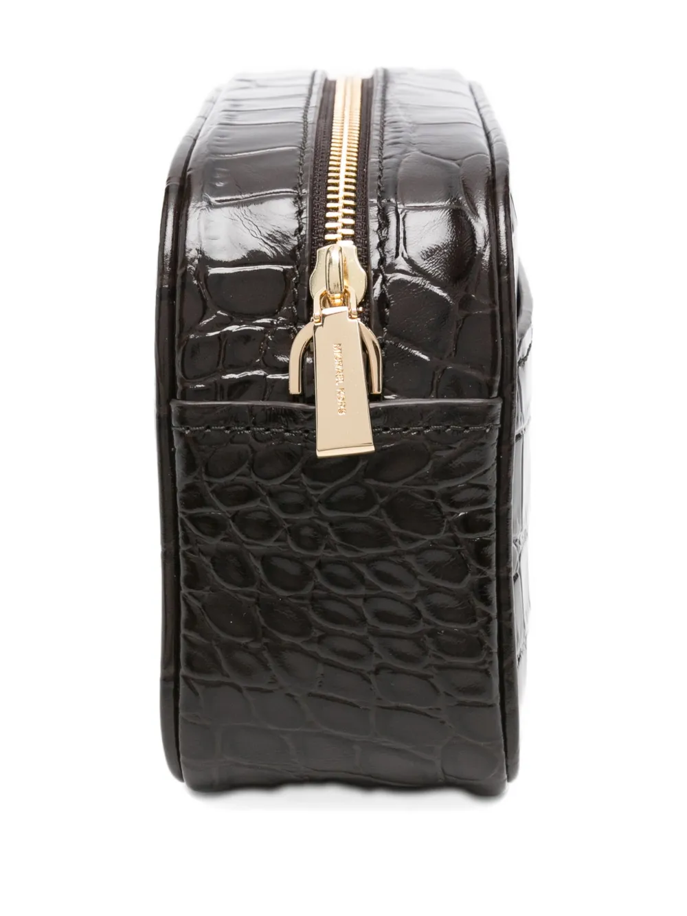Michael Kors Jet Set Crocodile-effect Zip-top Shoulder Bag In Brown