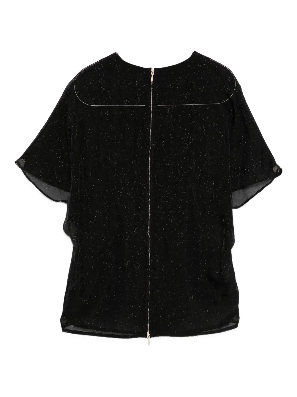 Alysi metallic-threaded short-sleeve blouse - Zwart