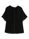 Alysi metallic-threaded short-sleeve blouse - Black