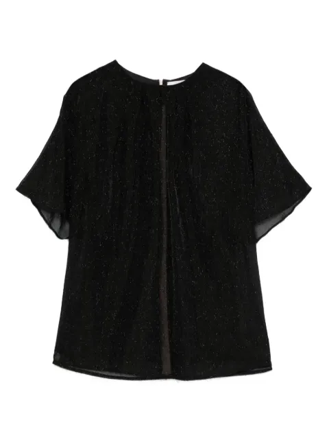 Alysi metallic-threaded short-sleeve blouse