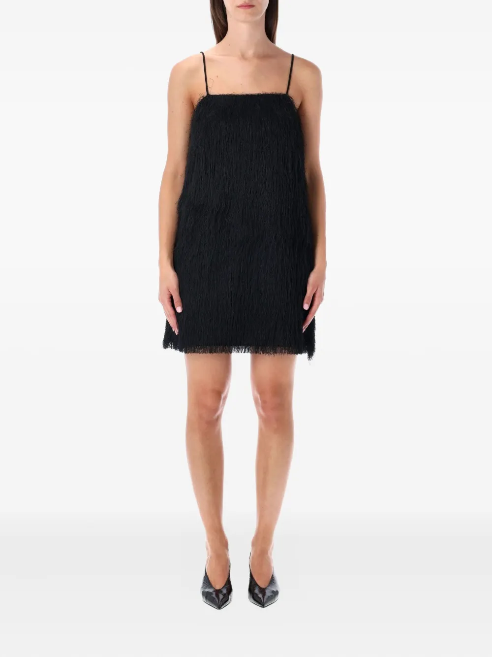 By Malene Birger Ledo fringed mini dress - Zwart