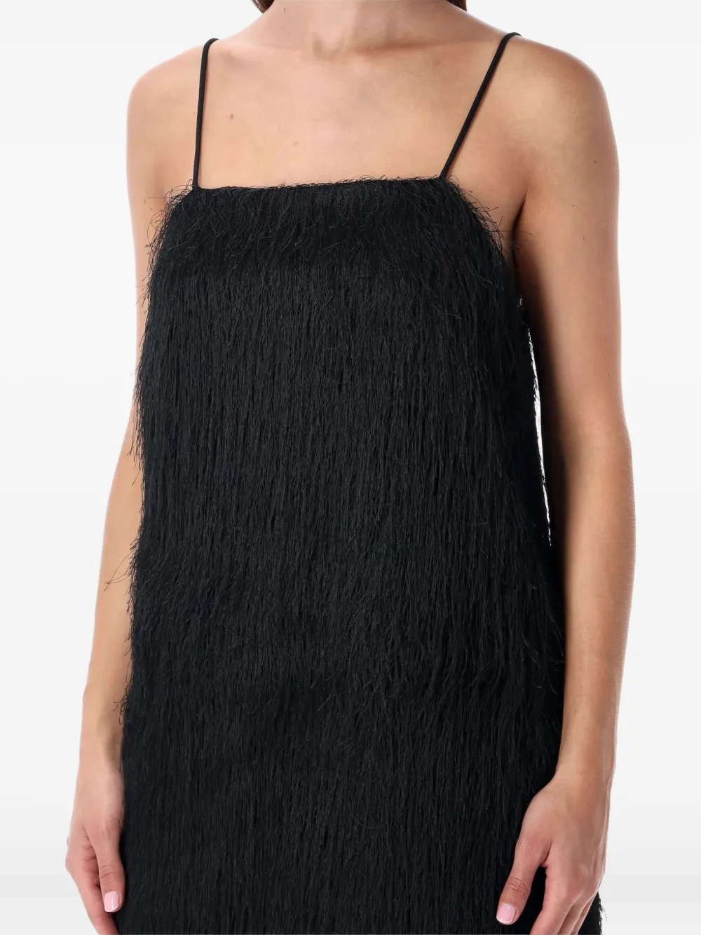 By Malene Birger Black Fringe Ledo Mini Dress In Black