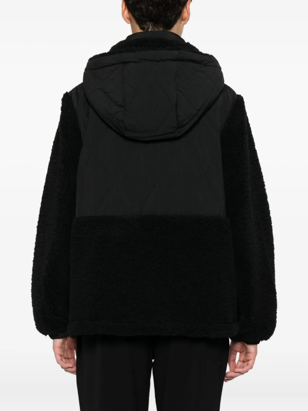Liu •jo Hooded Teddy-paneled Jacket In Black