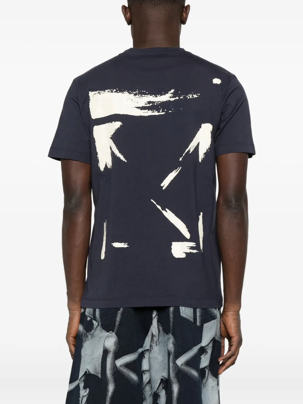 Off-White T-shirt met ronde hals Blauw