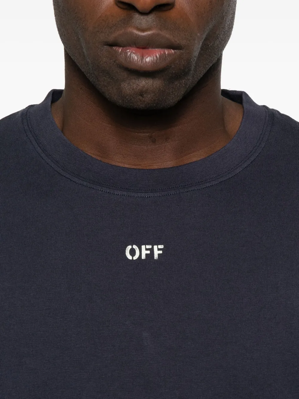 Off-White T-shirt met ronde hals Blauw