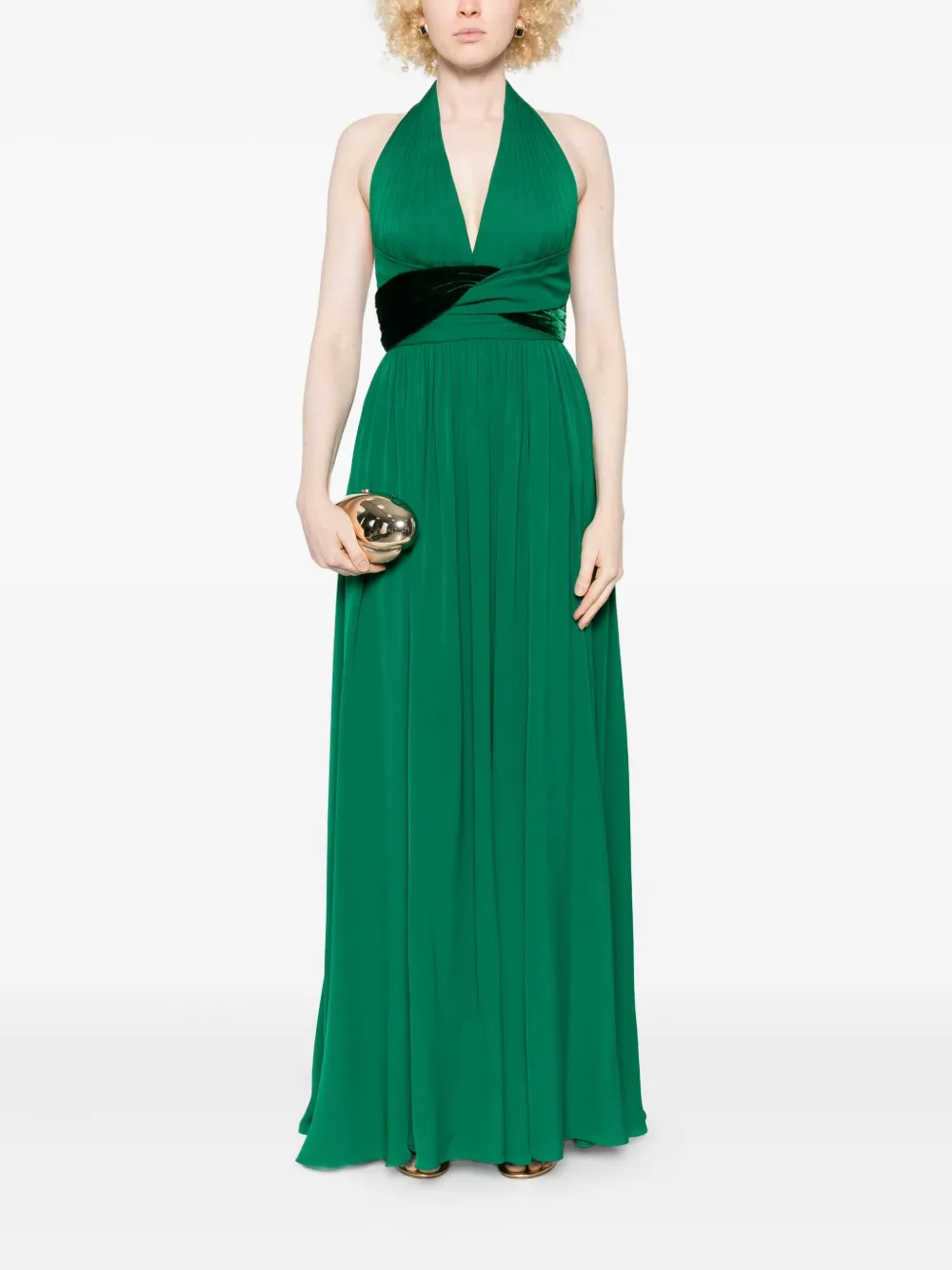Elie Saab Maxi-jurk met V-hals en A-lijn - Groen
